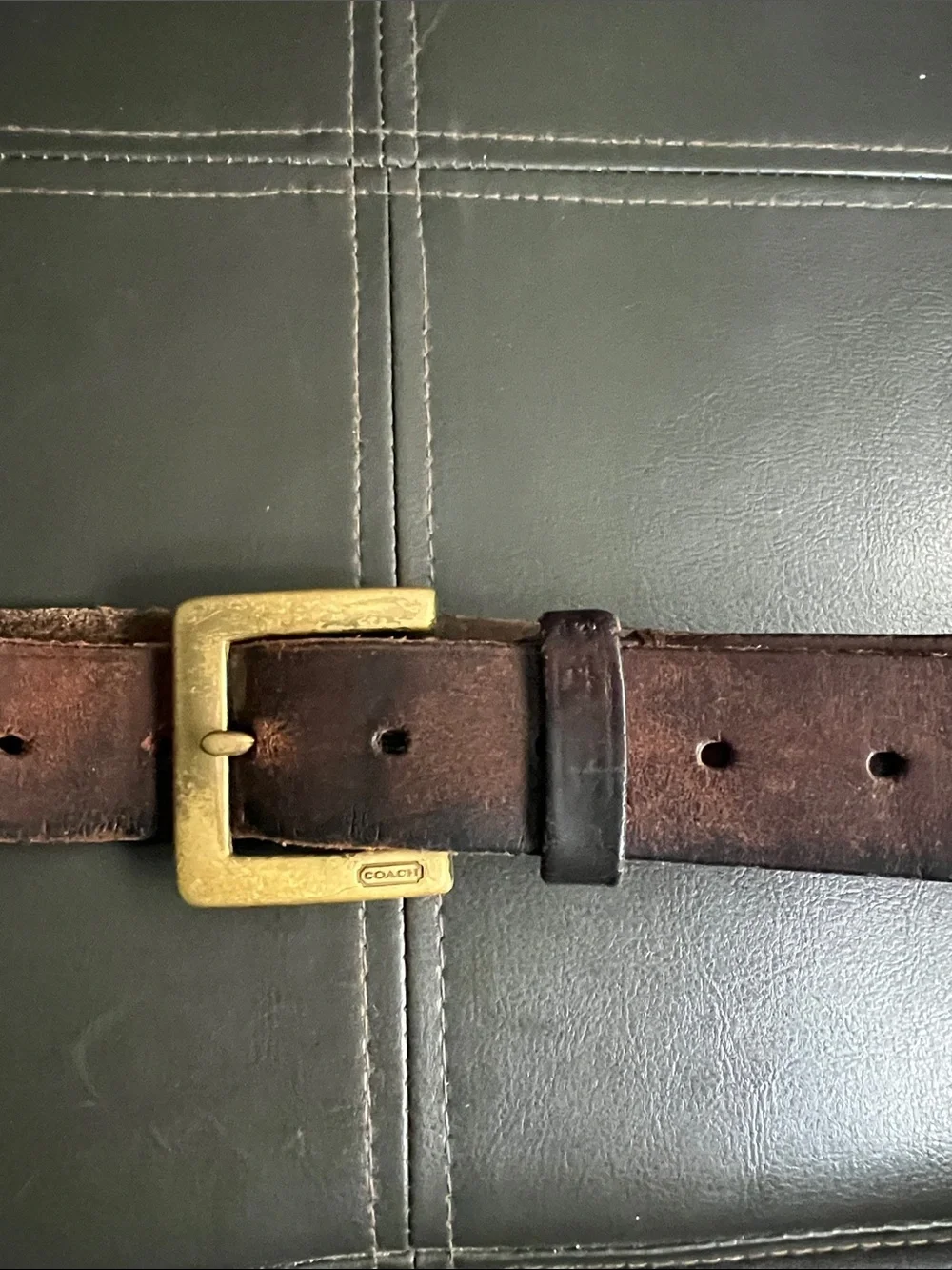 Coach Men's 3896 Brown Leather Belt with Brass Buckle